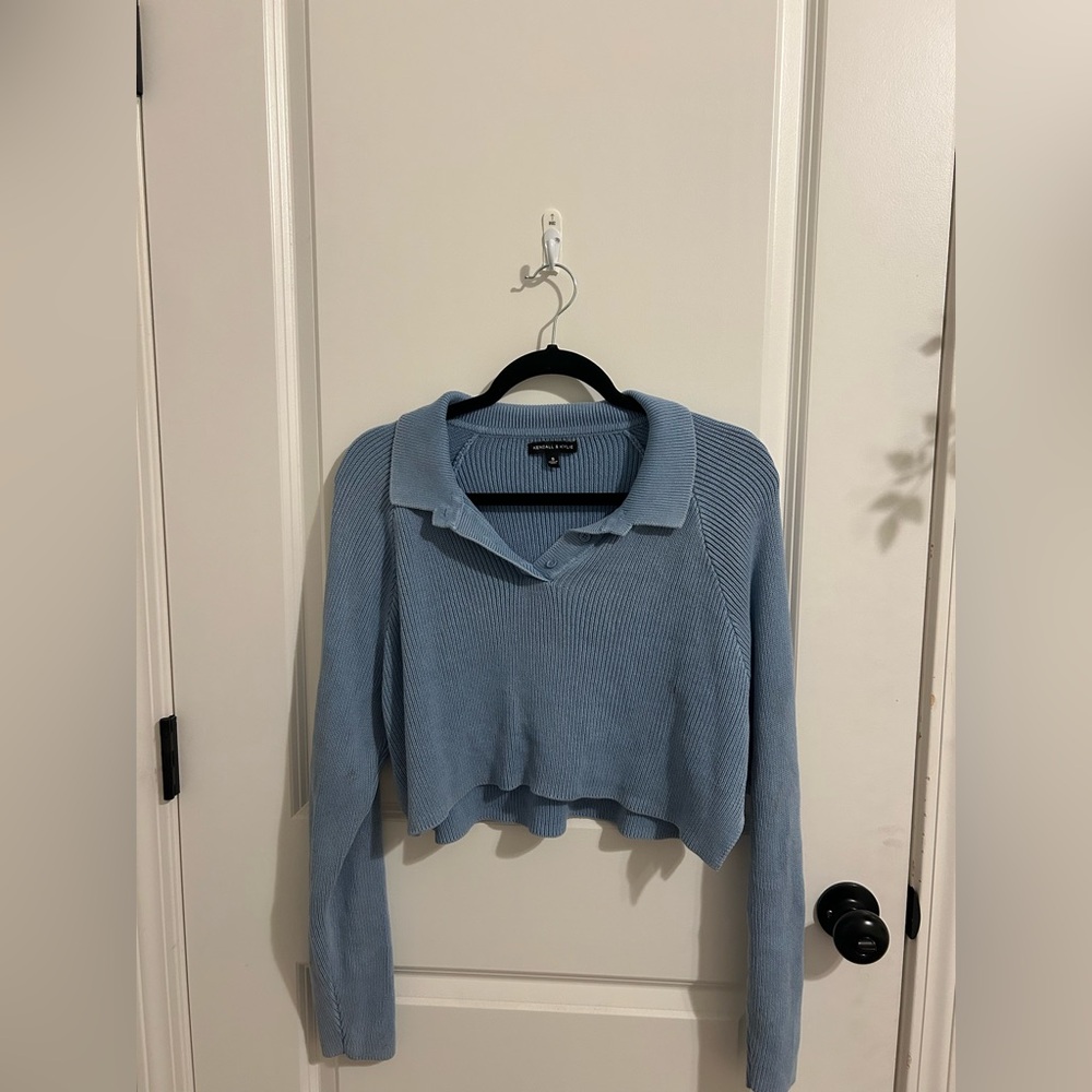 Kendall & Kylie Light Blue Off-the-Shoulder Sweater